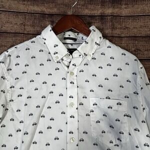 Banana Republic Untucked Fit Poplin Shirt Bicycle All Over Print Mens Sz L
